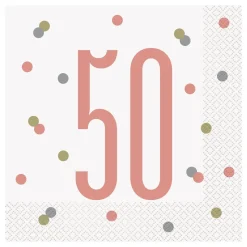 Servietter 50 Hvit/Roségull