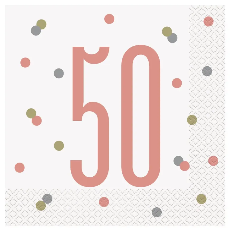 Servietter 50 Hvit/Roségull