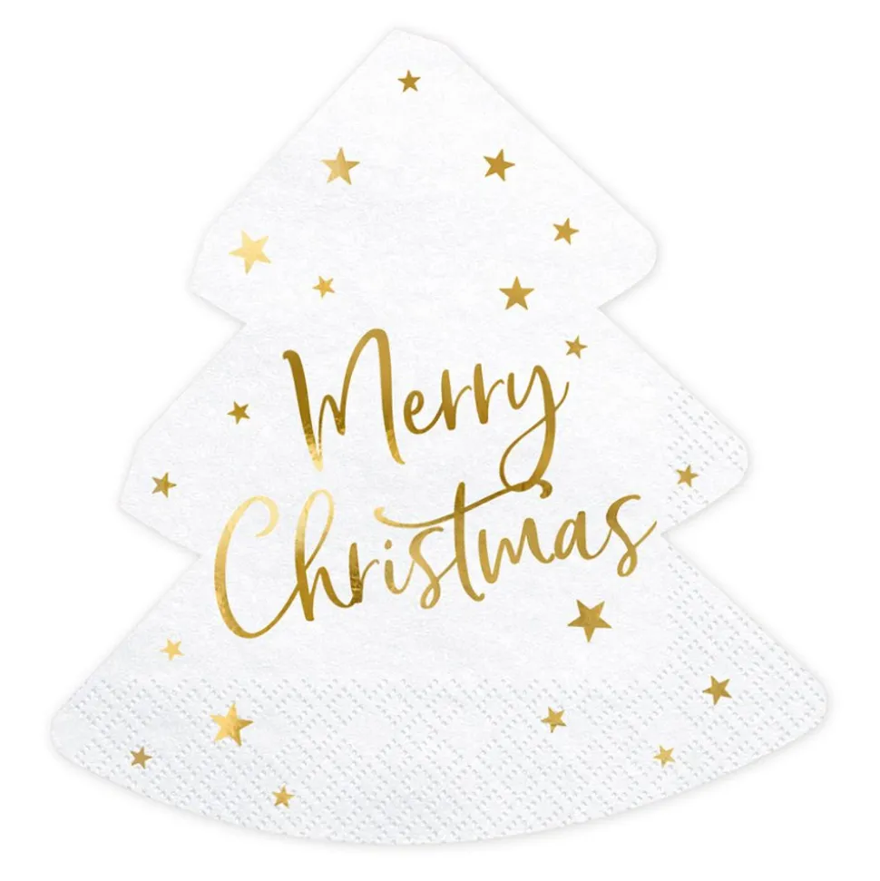 Servietter Merry Christmas Hvit/Gull