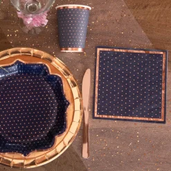 Servietter Prikkete Navy/Roségull