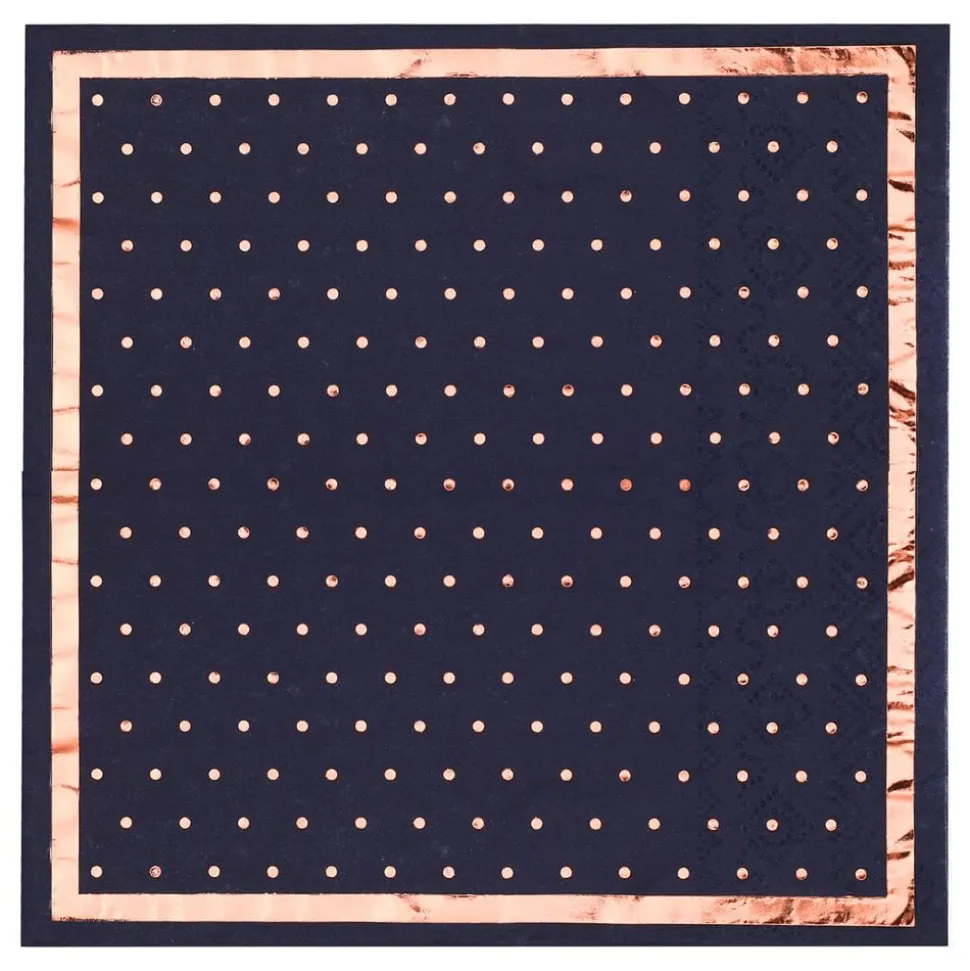 Servietter Prikkete Navy/Roségull