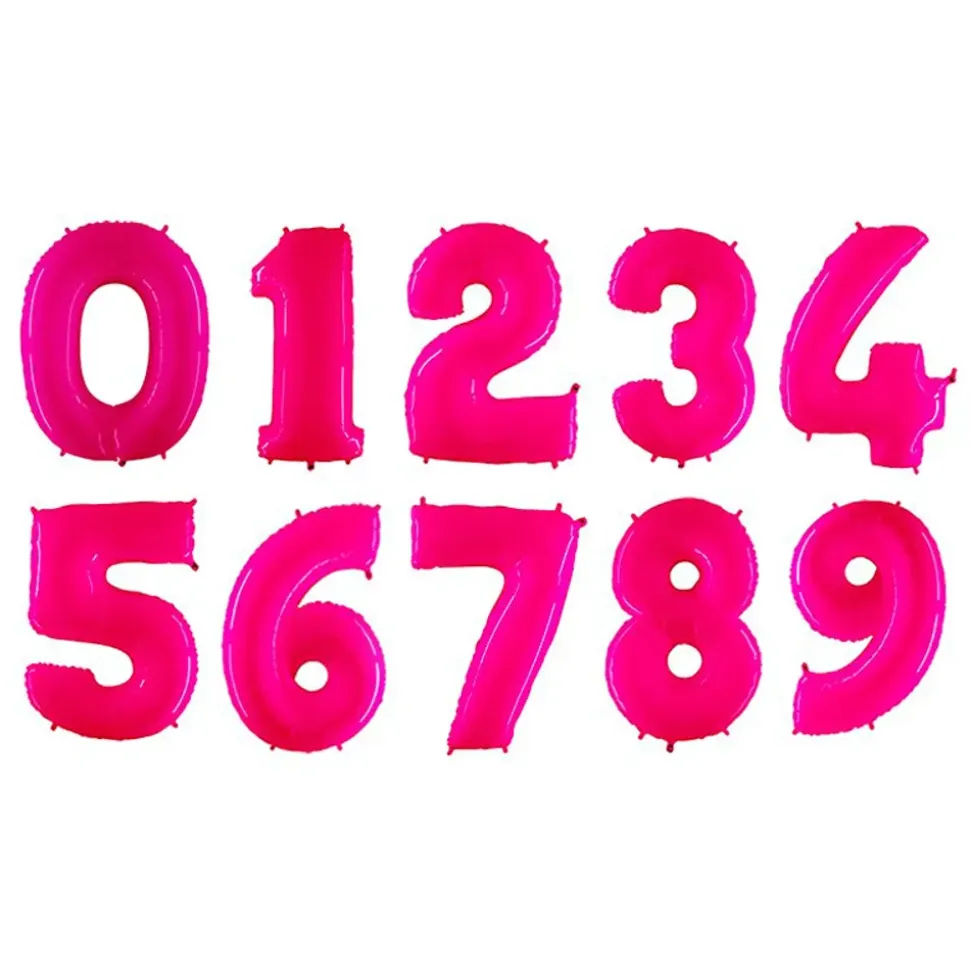 Sifferballong Neon Rosa