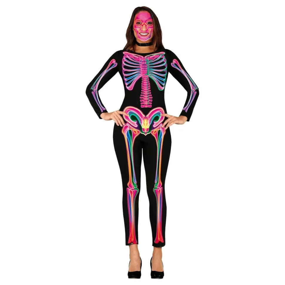 Skelett Neon Dame Kostyme