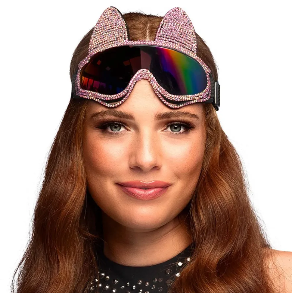 Skibriller Katt med Strass Rosa