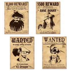 Skiltsett Wanted Pirattema