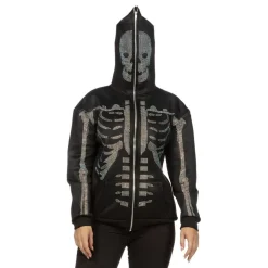 Skjelett Hoodie Glitter med Glidelås