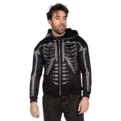 Skjelett Hoodie Glitter med Glidelås