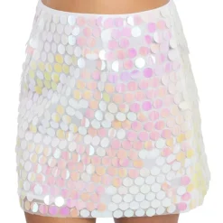 Skjørt med Paljetter Iridescent Hvit