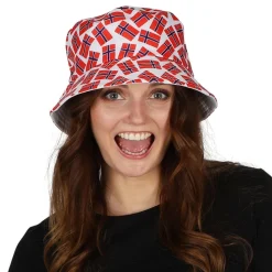 Solhatt med norske flagg