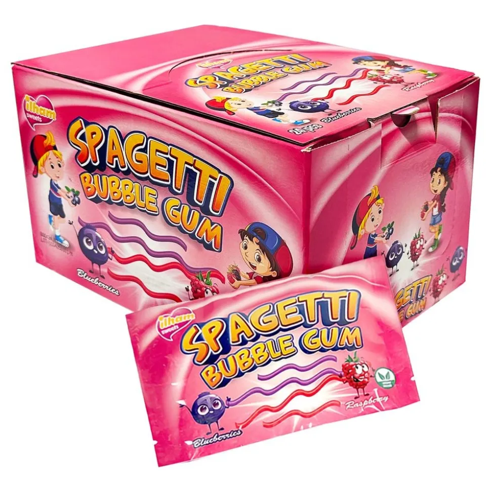 Spaghetti Bubble Gum Blueberry & Raspberry Storpakning