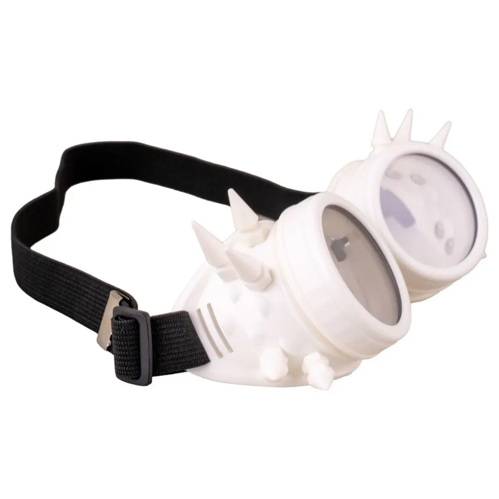 Steampunk-briller med Nagler Hvit