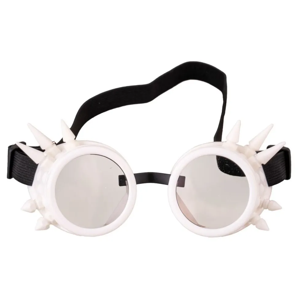 Steampunk-briller med Nagler Hvit