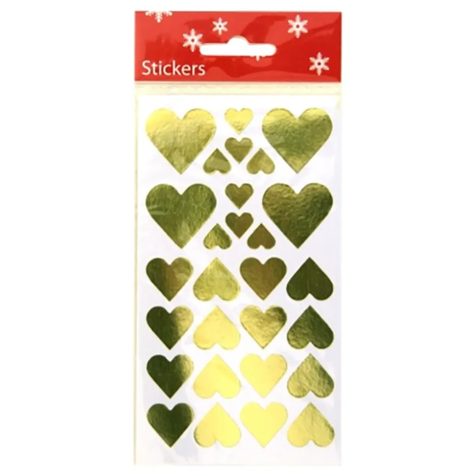 Stickershjerter Gull