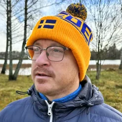 Strikket Lue Pom Pom Sweden Winter Retro