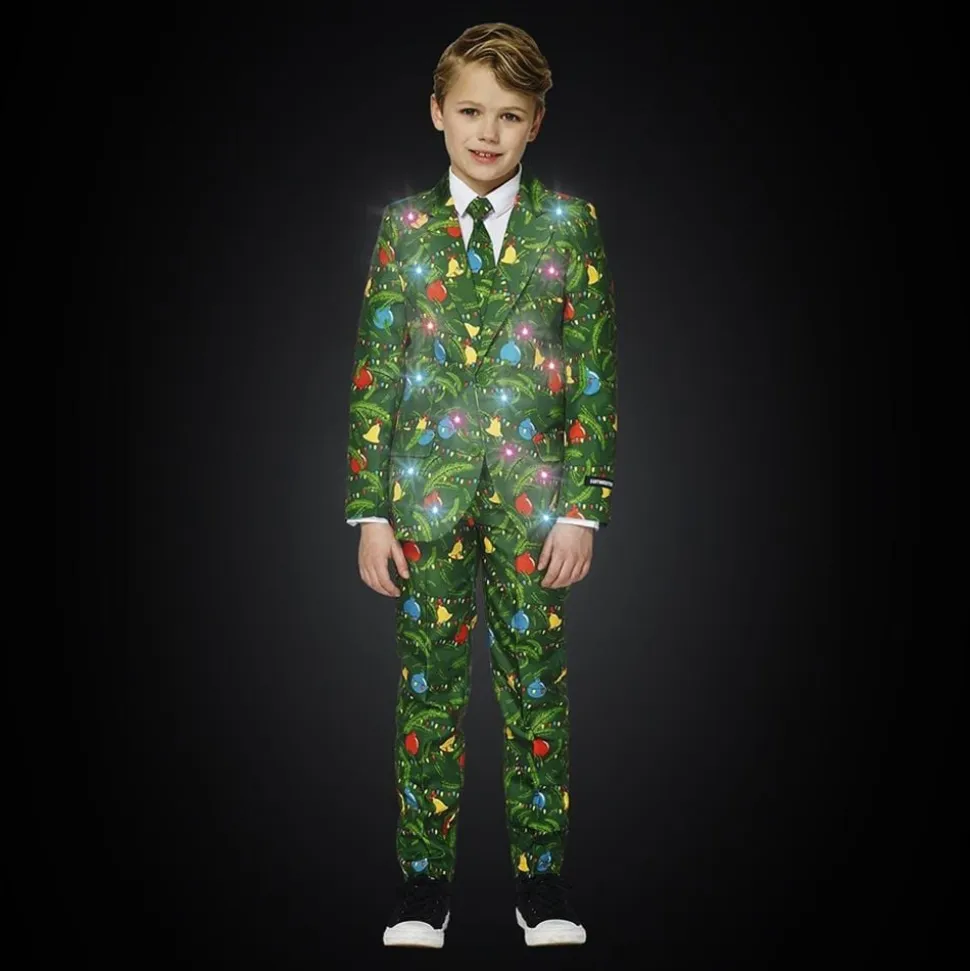 Suitmeister Boys Christmas Green Tree Light Up Dress