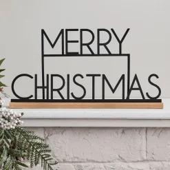Svart Metallskilt Merry Christmas