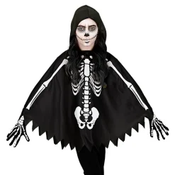 Svart Poncho Skjelett for Barn
