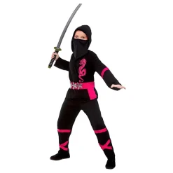 Svart/Rosa Power Ninja Barn Kostyme