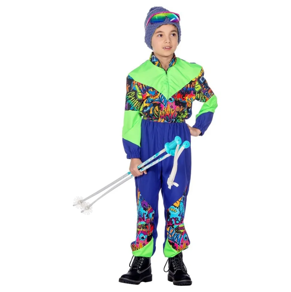 80-talls Skidress Blå/Grønn Barn Kostyme