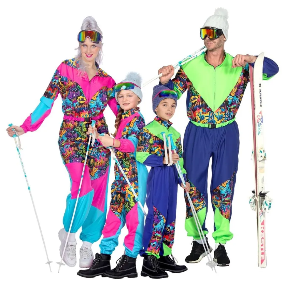 80-talls Skidress Blå/Grønn Barn Kostyme