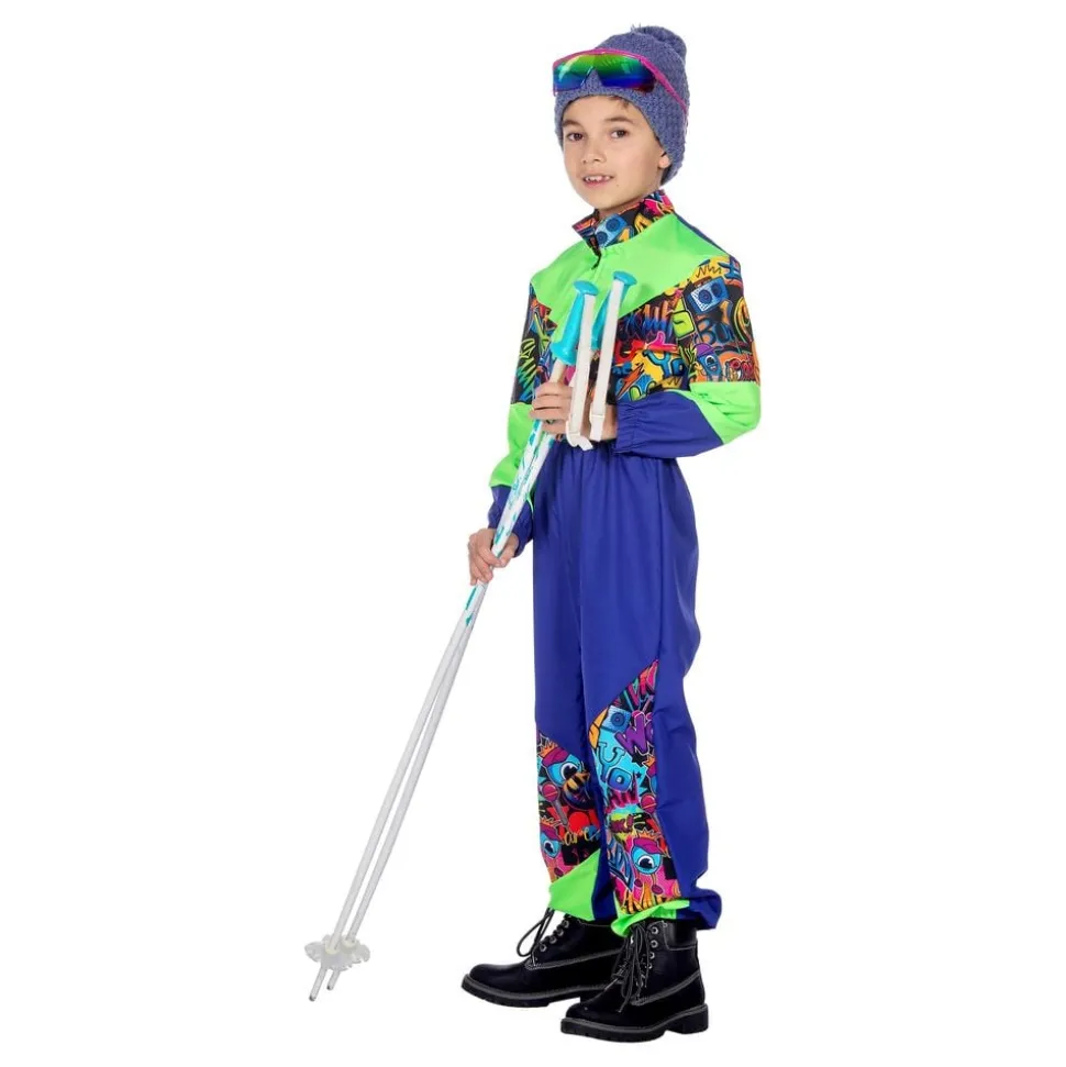 80-talls Skidress Blå/Grønn Barn Kostyme