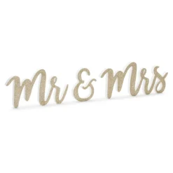 Trebokstaver Mr & Mrs Glitrende
