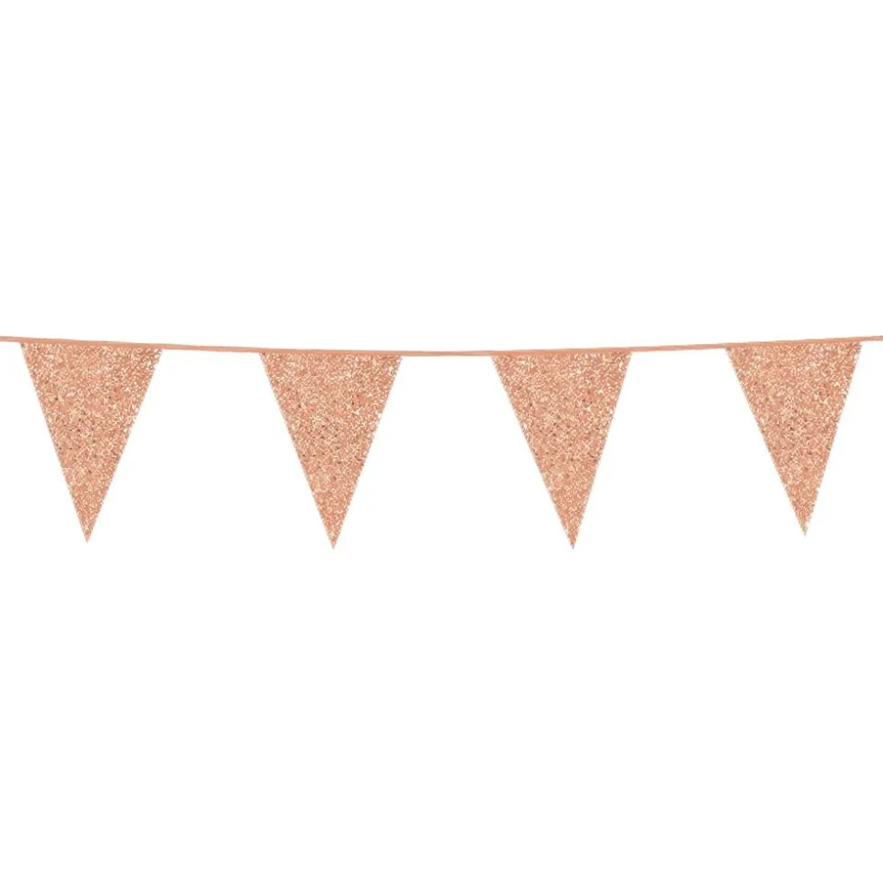 Vimpelgirlander Glitter Roségull