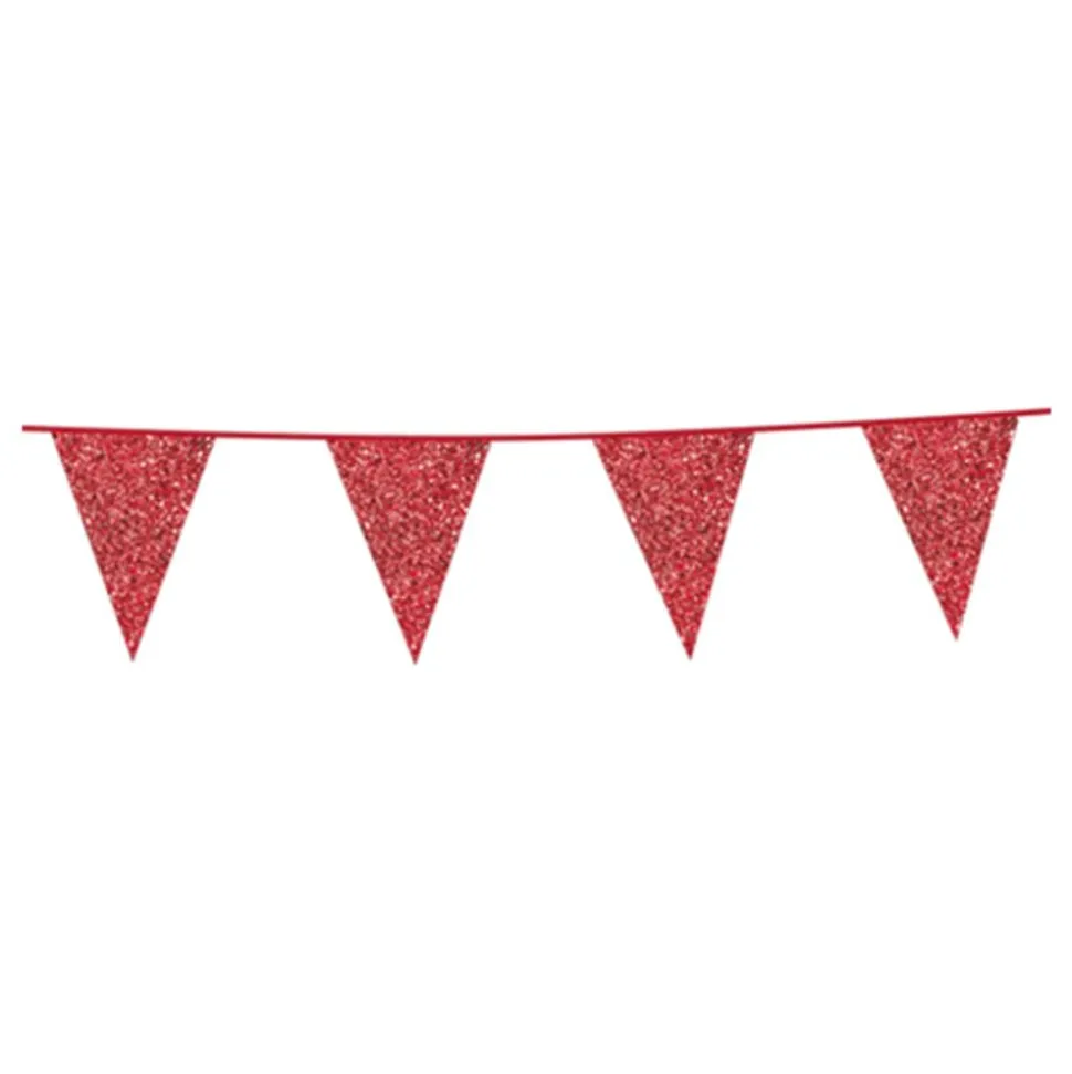 Vimpelgirlander Rød Glitter