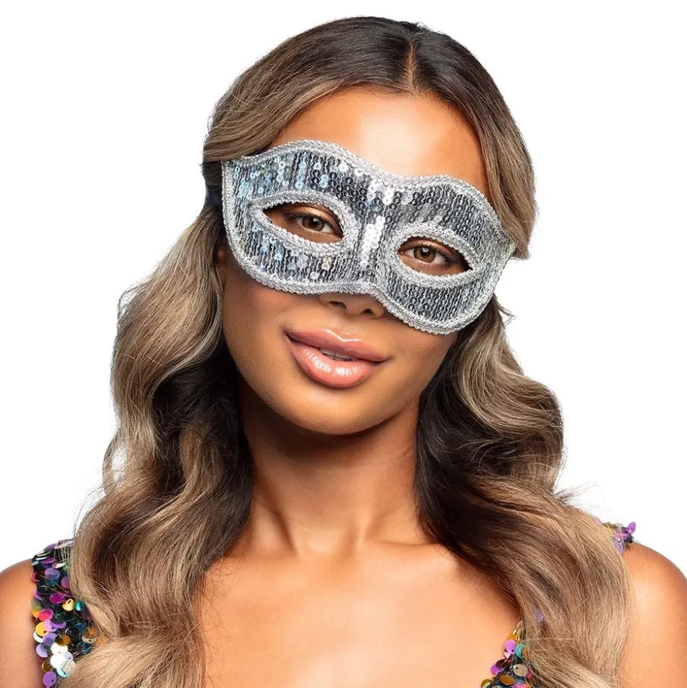 Øyemaske Paljett Venice Sølv